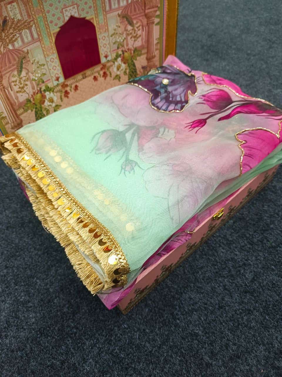 VK 4277 Organza Digital Printed Party Wear Saree Suppliers In India